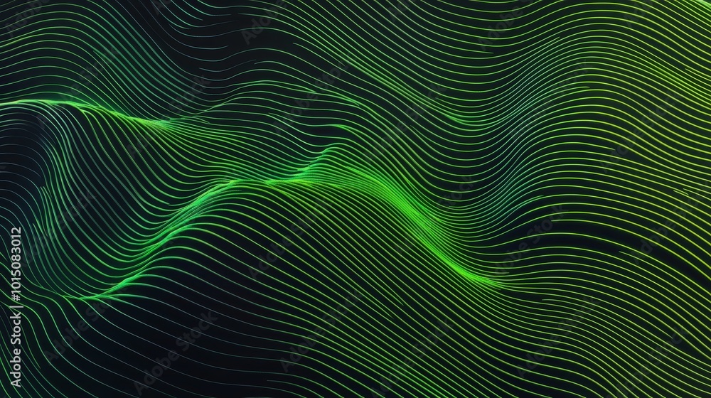 Dynamic green waves in a fluid pattern create a modern, abstract background with depth and movement. Dynamic green waves in a fluid pattern create a modern, abstract background with depth and movement.