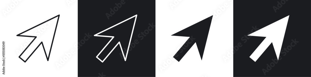 Cursor arrow icon vector icon set black filled and outlined style. Cursor arrow icon vector icon set black filled and outlined style.