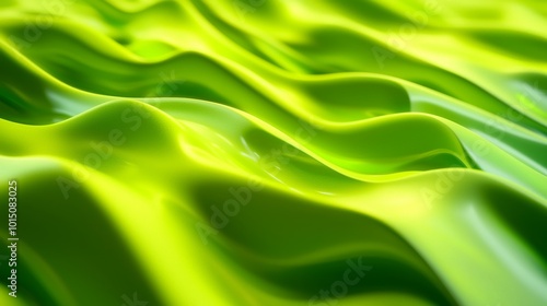 Vibrant green fluid waves create a mesmerizing texture, evoking a sense of freshness and vitality.