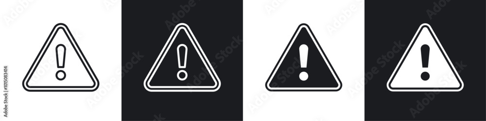 Error icon vector icon set black filled and outlined style. Error icon vector icon set black filled and outlined style.