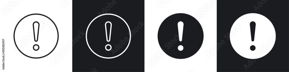 Exclamation icon vector icon set black filled and outlined style. Exclamation icon vector icon set black filled and outlined style.