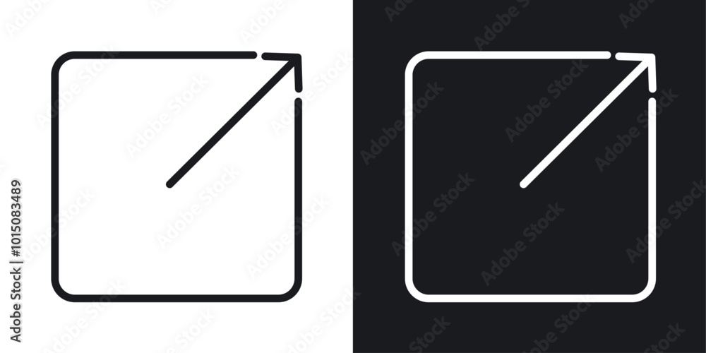 External link icon vector icon set black filled and outlined style.