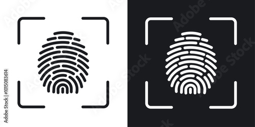 Fingerprint icon vector icon set black filled and outlined style.