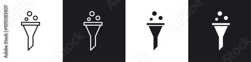 Funnel icon vector icon set black filled and outlined style.