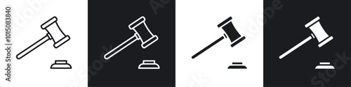 Gavel icon vector icon set black filled and outlined style.