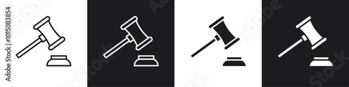 Gavel icon vector icon set black filled and outlined style.