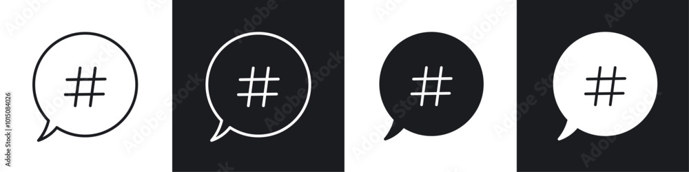 Obraz premium Hashtag icon vector icon set black filled and outlined style.