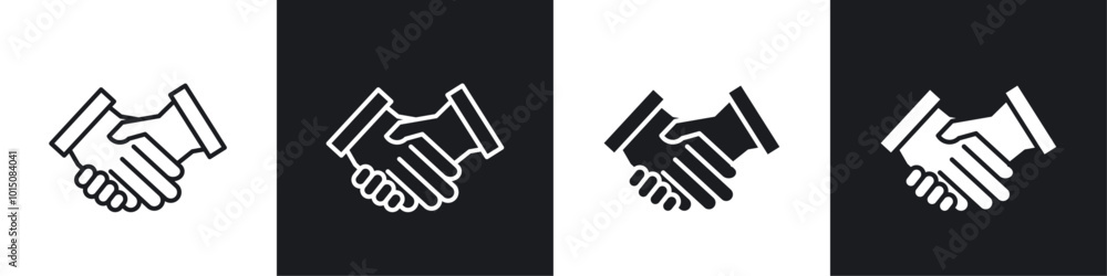 Handshake icon vector icon set black filled and outlined style. Handshake icon vector icon set black filled and outlined style.