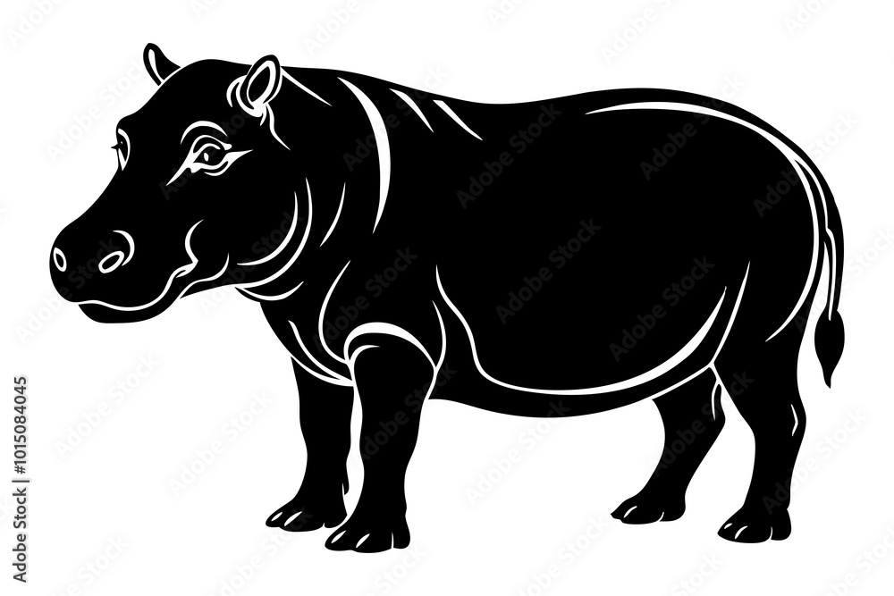 Obraz premium Hippopotamus vector silhouette