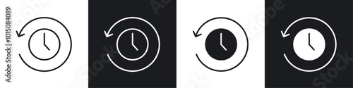 History icon vector icon set black filled and outlined style.