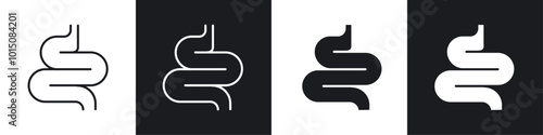 Intestine icon vector icon set black filled and outlined style.