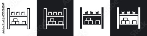 Inventory icon vector icon set black filled and outlined style.