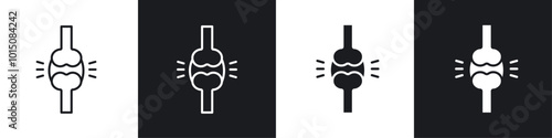 Joint icon vector icon set black filled and outlined style.