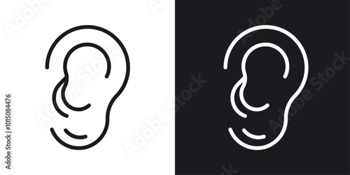 Listening icon vector icon set black filled and outlined style.