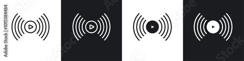 Live streaming icon vector icon set black filled and outlined style.