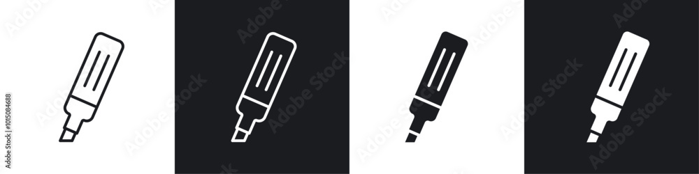 Marker icon vector icon set black filled and outlined style.