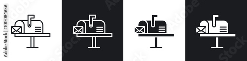 Mailbox icon vector icon set black filled and outlined style.