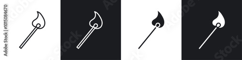 Matches icon vector icon set black filled and outlined style.