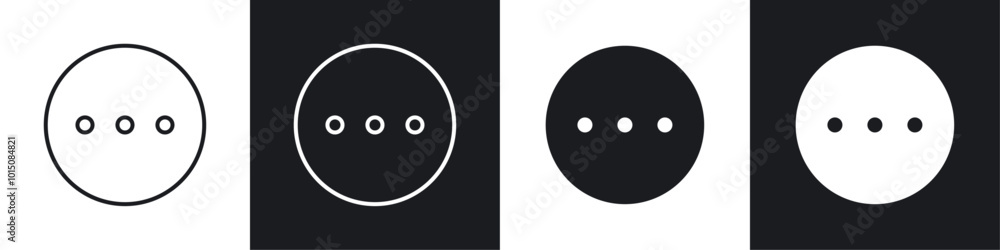 Fototapeta premium More icon vector icon set black filled and outlined style.