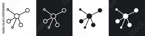 Network icon vector icon set black filled and outlined style.