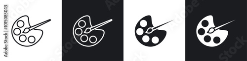 Palette icon vector icon set black filled and outlined style.