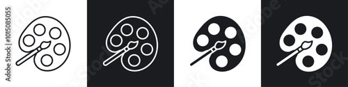 Paint icon vector icon set black filled and outlined style.