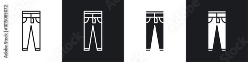 Pants icon vector icon set black filled and outlined style.