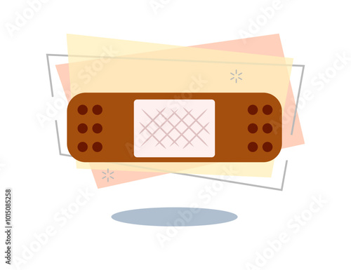 Adhesive bandage. Plaster, tape, patch. Cure concept. Vector illustration can be used for topics like wound, bleeding, healing