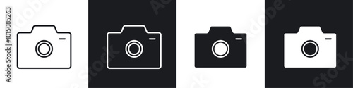 Photo Camera icon vector icon set black filled and outlined style.