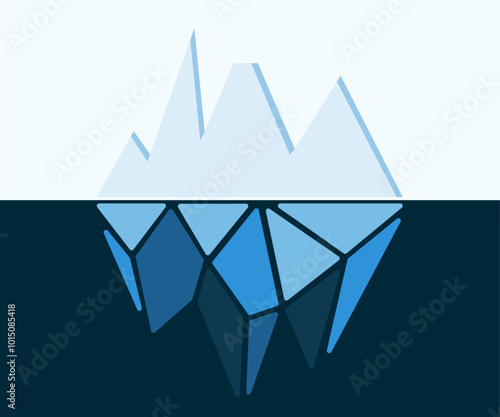 Dark net deep web surface level iceberg concept illustration