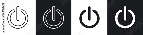 Power button icon vector icon set black filled and outlined style.