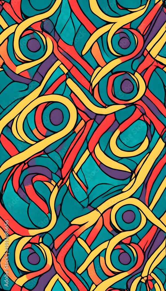 A vibrant abstract pattern featuring swirling shapes in turquoise, orange, red, and green. The design showcases a dynamic interplay of curves and lines, creating a lively and energetic visual effect. A vibrant abstract pattern featuring swirling shapes in turquoise, orange, red, and green. The design showcases a dynamic interplay of curves and lines, creating a lively and energetic visual effect.