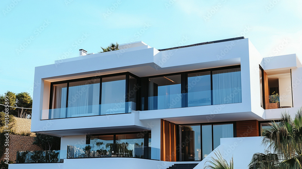 Modern Architectural House with Glass Windows Modern Architectural House with Glass Windows