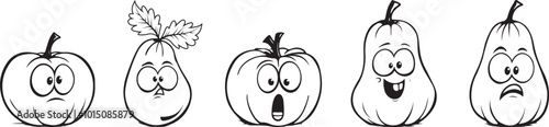 Set of vegetable with funny cute face