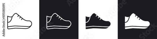 Shoes icon vector icon set black filled and outlined style.