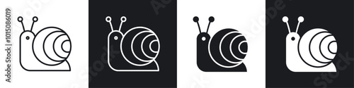 Snail icon vector icon set black filled and outlined style.
