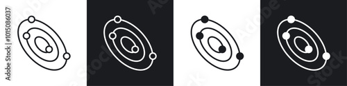 Space icon vector icon set black filled and outlined style.
