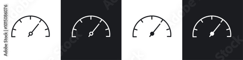 Speedometer icon vector icon set black filled and outlined style.