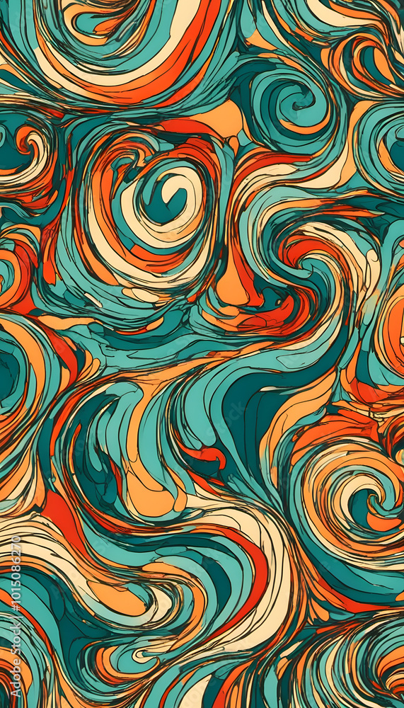 A vibrant abstract pattern featuring swirling shapes in turquoise, orange, red, and green. The design showcases a dynamic interplay of curves and lines, creating a lively and energetic visual effect. A vibrant abstract pattern featuring swirling shapes in turquoise, orange, red, and green. The design showcases a dynamic interplay of curves and lines, creating a lively and energetic visual effect.