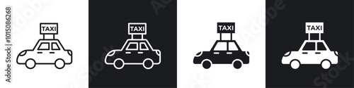Taxi icon vector icon set black filled and outlined style.