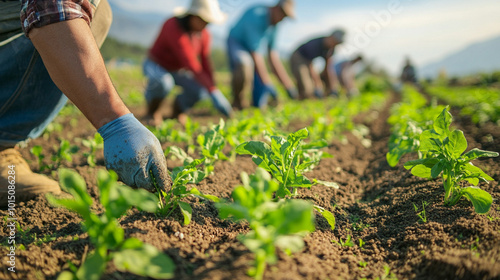 Farmers Tending to Crops in a Field