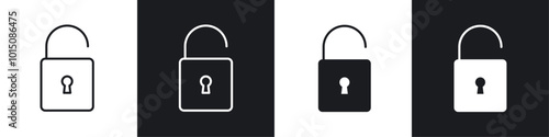 Unblocked icon vector icon set black filled and outlined style.