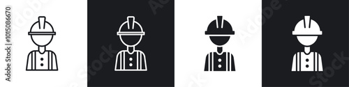 Worker icon vector icon set black filled and outlined style. photo