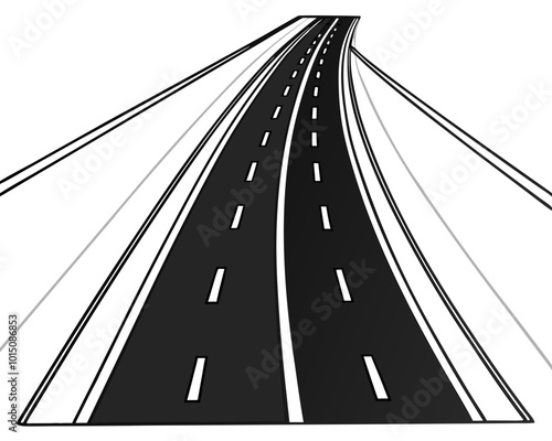 Curved road,Horizontal asphalt road template. Winding road vector illustration. Seamless highway marking