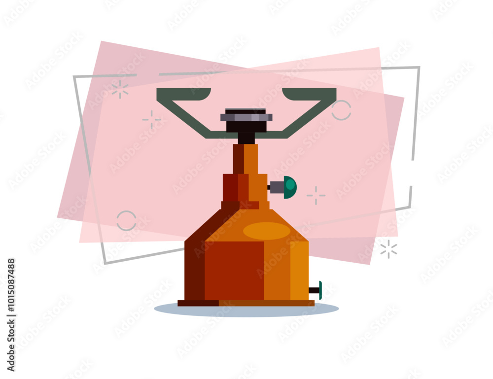 Camping stove. Equipment, cooking, kitchen. Camping concept. Vector illustration can be used for topics like trekking, expedition, adventure travel Camping stove. Equipment, cooking, kitchen. Camping concept. Vector illustration can be used for topics like trekking, expedition, adventure travel