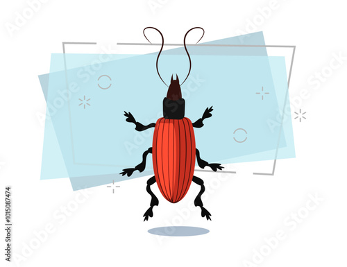 Brown longhorn beetle isolated vector. Entomology, bark beetle, wildlife. Insects concept. Vector can be used for topics like nature, biology, fauna