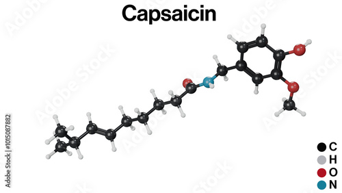 Εκτύπωση καμβά Capsaicin Molecular Structure, Chili Pepper Compound, Biochemistry, Chemistry, S