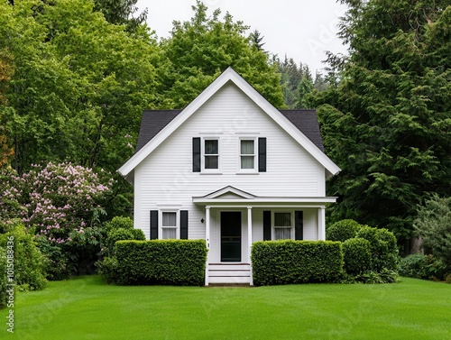 Historic home with large chestnut trees, creating a timeless, classic look, house exterior, big trees, chestnut, historic