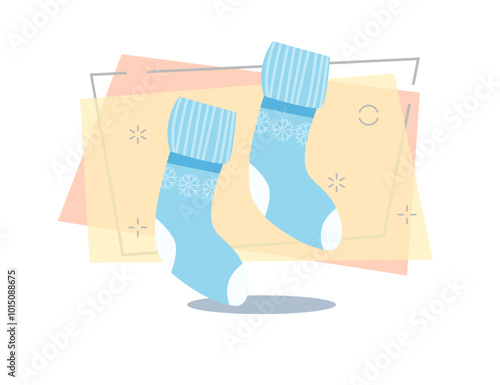 Blue socks illustration. Knitted socks, keeping warm, feet. Fashion concept. Vector illustration can be used for topics like shopping, wardrobe, winter