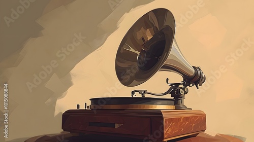 Classic Gramophone Simple Vector Illustration